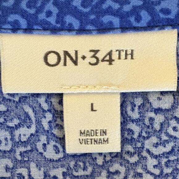 On 34th Women’s Blue Animal Print Midi Lightweight Skirt Large Viscose Side Zip - Picture 8 of 11